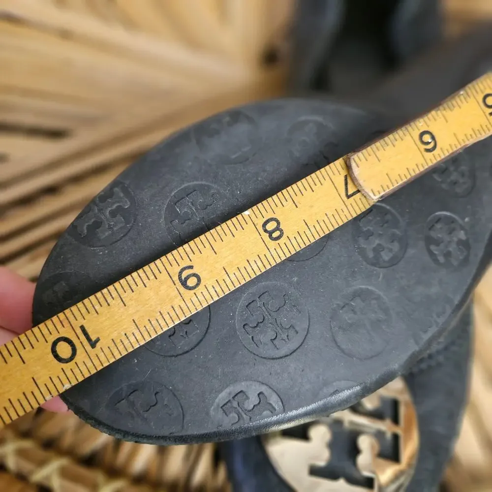 Tory Burch Minnie Ballet Flats 9.5 Black‎ Gold - Fair - Picture 12 of 12